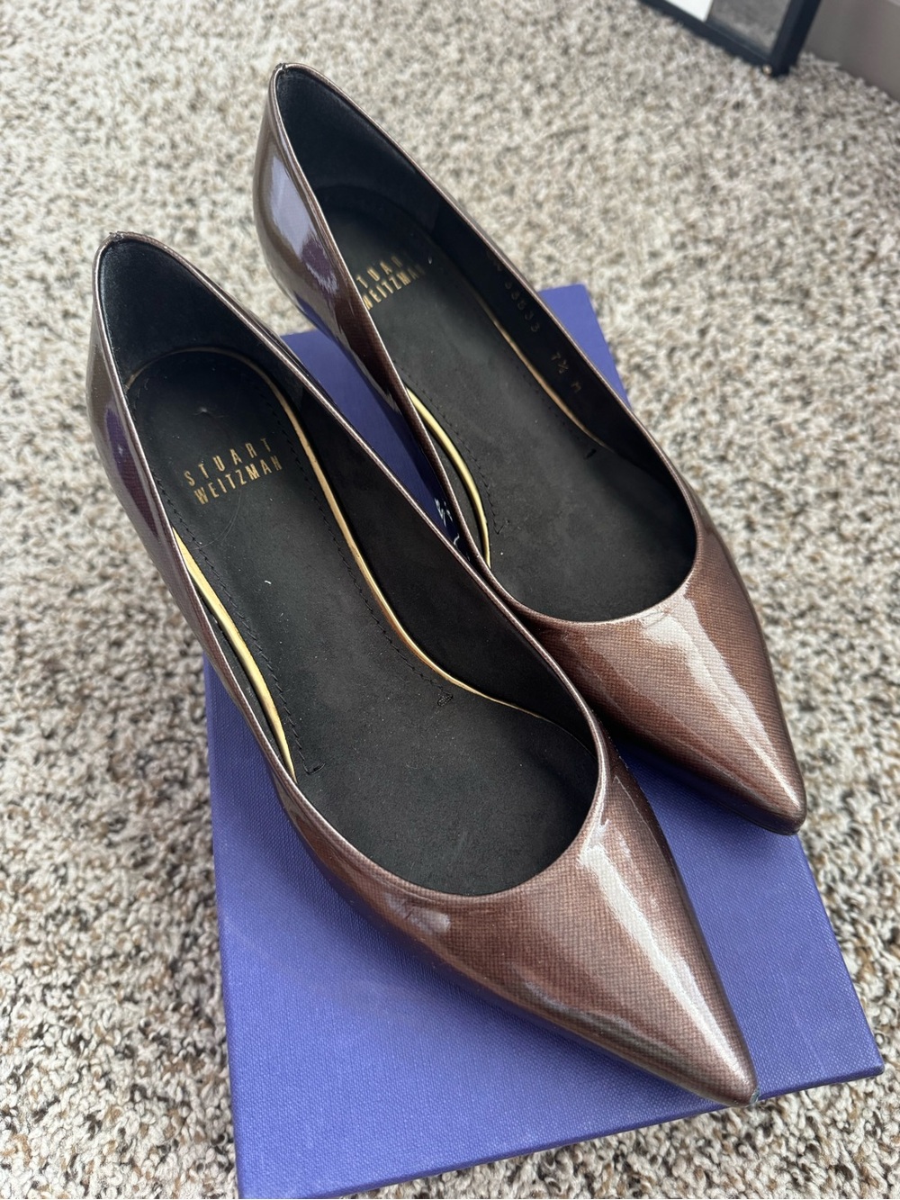 Stuart Weitzman Brown Kitten Heel Pumps